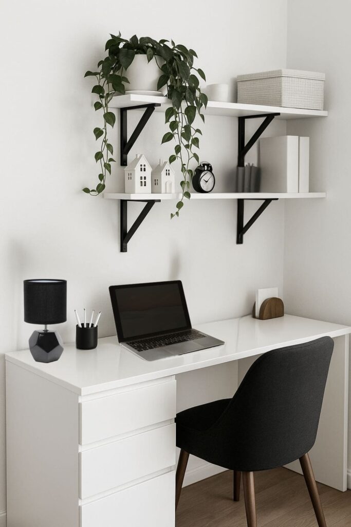 Modern Minimalist Monochrome Feminine Home Office